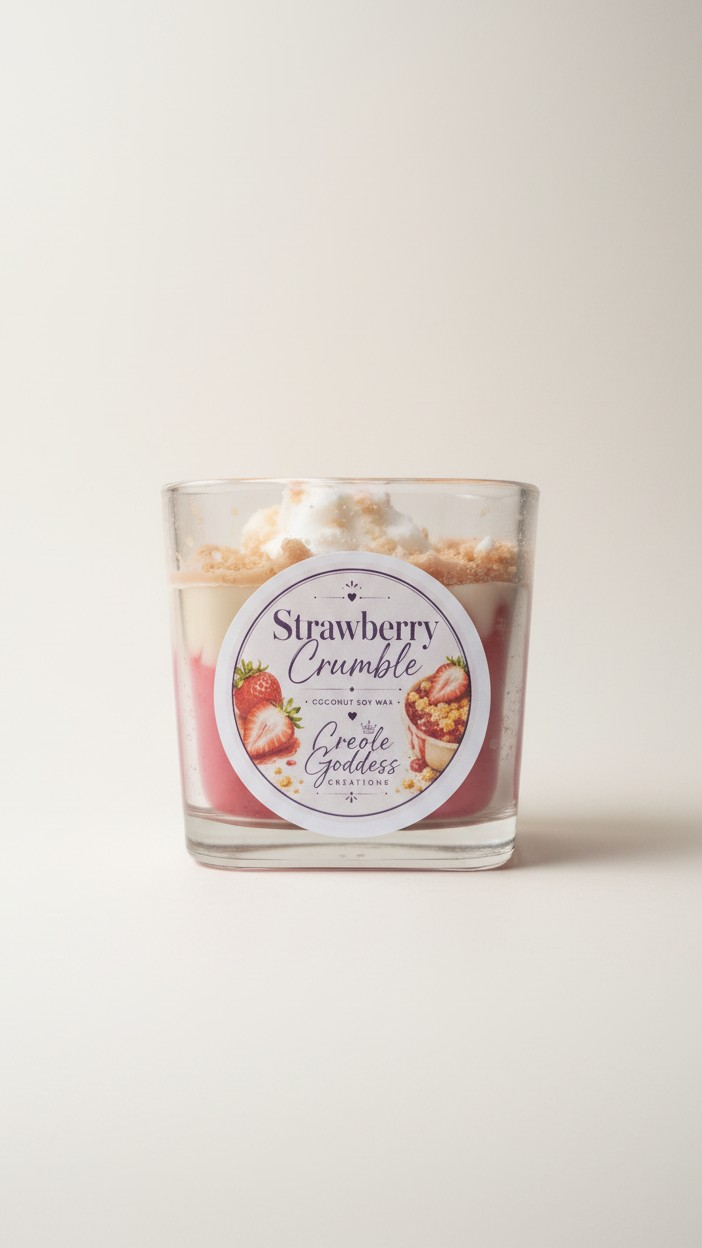 Strawberry Crumble Candle | Bakery Inspired Candle | Strawberry Dessert Candle