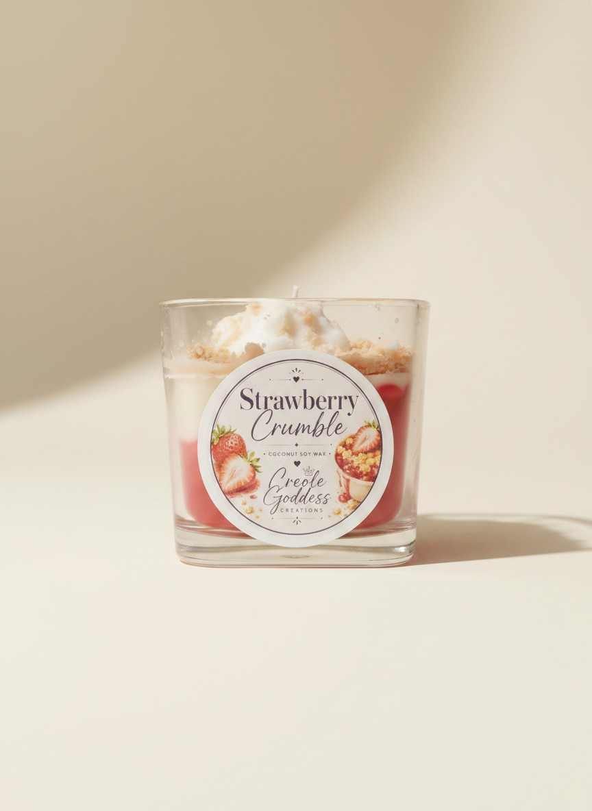 Strawberry Crumble Candle | Bakery Inspired Candle | Strawberry Dessert Candle